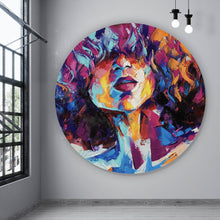 Lade das Bild in den Galerie-Viewer, Aluminiumbild Frau mit Locken Abstrakt Kreis
