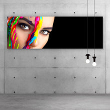 Lade das Bild in den Galerie-Viewer, Aluminiumbild Frauen Portrait mit Farbe Panorama
