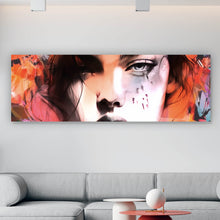 Lade das Bild in den Galerie-Viewer, Spannrahmenbild Frauengesicht Abstrakt Bunt Panorama
