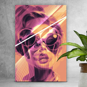 Poster Frauengesicht mit Brille Modern Art Hochformat