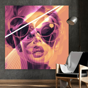 Spannrahmenbild Frauengesicht mit Brille Modern Art Quadrat