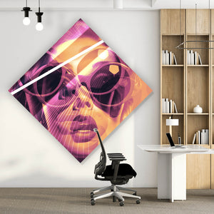 Poster Frauengesicht mit Brille Modern Art Raute
