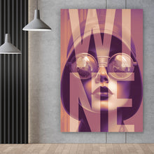 Lade das Bild in den Galerie-Viewer, Aluminiumbild Frauengesicht mit Brille Vintage Wine Hochformat
