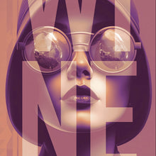 Lade das Bild in den Galerie-Viewer, Poster Frauengesicht mit Brille Vintage Wine Quadrat

