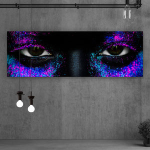 Aluminiumbild gebürstet Frauenportrait Neon No.2 Panorama