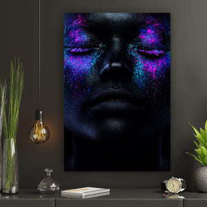 Aluminiumbild gebürstet Frauenportrait Neon No.3 Hochformat