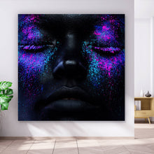 Lade das Bild in den Galerie-Viewer, Spannrahmenbild Frauenportrait Neon No.3 Quadrat
