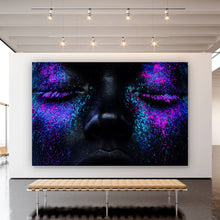 Lade das Bild in den Galerie-Viewer, Aluminiumbild gebürstet Frauenportrait Neon No.3 Querformat
