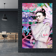 Lade das Bild in den Galerie-Viewer, Aluminiumbild gebürstet Frida Pop Art Hochformat
