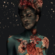 Lade das Bild in den Galerie-Viewer, Aluminiumbild Frida Vintage mit Blumen Quadrat
