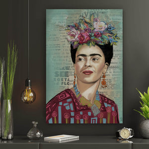 Aluminiumbild gebürstet Frida Vintage Portrait Hochformat