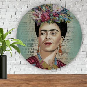 Aluminiumbild gebürstet Frida Vintage Portrait Kreis