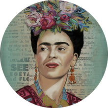 Lade das Bild in den Galerie-Viewer, Aluminiumbild Frida Vintage Portrait Kreis
