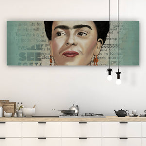 Aluminiumbild gebürstet Frida Vintage Portrait Panorama