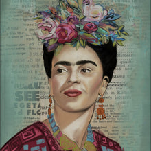 Lade das Bild in den Galerie-Viewer, Leinwandbild Frida Vintage Portrait Quadrat

