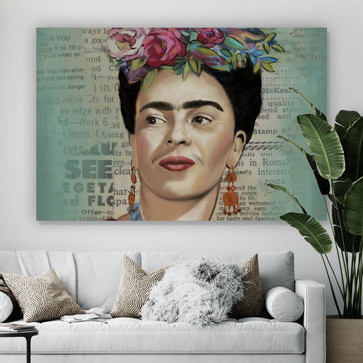 Aluminiumbild gebürstet Frida Vintage Portrait Querformat