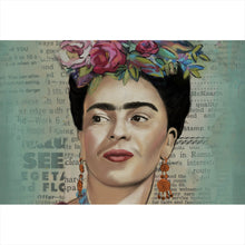 Lade das Bild in den Galerie-Viewer, Leinwandbild Frida Vintage Portrait Querformat
