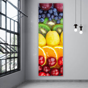 Aluminiumbild Frische Früchte sortiert Panorama Hoch