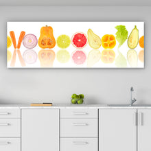 Lade das Bild in den Galerie-Viewer, Aluminiumbild gebürstet Früchte auf Weiß Panorama

