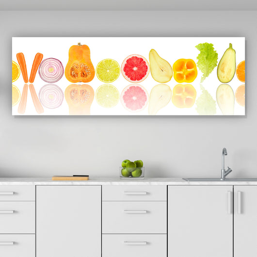 Leinwandbild Früchte auf Weiß Panorama
