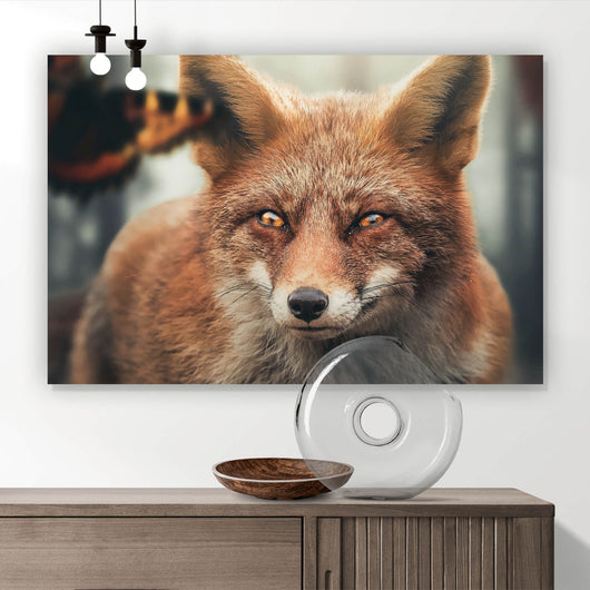 Acrylglasbild Fuchs am Waldrand Querformat