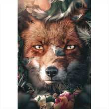 Lade das Bild in den Galerie-Viewer, Aluminiumbild gebürstet Fuchs im Blütenwald Hochformat
