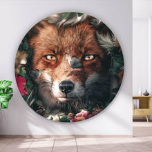 Lade das Bild in den Galerie-Viewer, Aluminiumbild gebürstet Fuchs im Blütenwald Kreis
