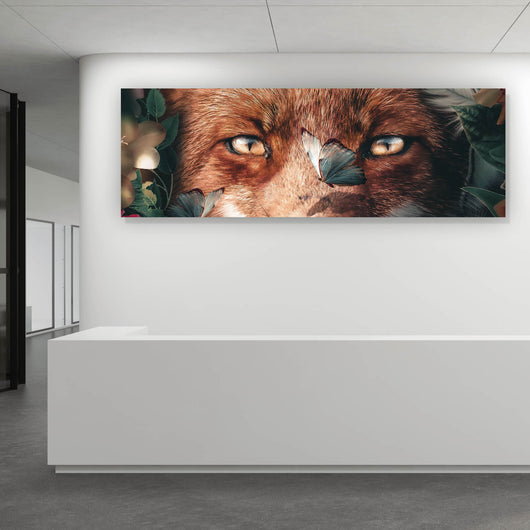 Poster Fuchs im Blütenwald Panorama