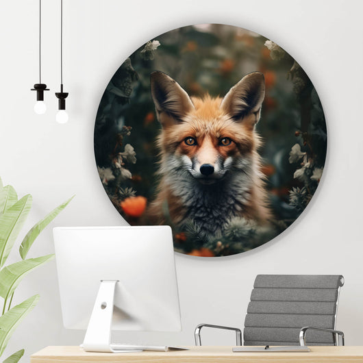 Aluminiumbild Fuchs im Wald Digital Art Kreis