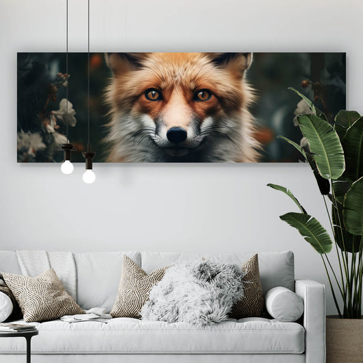 Leinwandbild Fuchs im Wald Digital Art Panorama