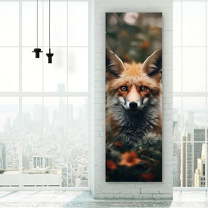Aluminiumbild gebürstet Fuchs im Wald Digital Art Panorama Hoch