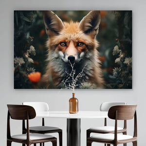 Aluminiumbild Fuchs im Wald Digital Art Querformat