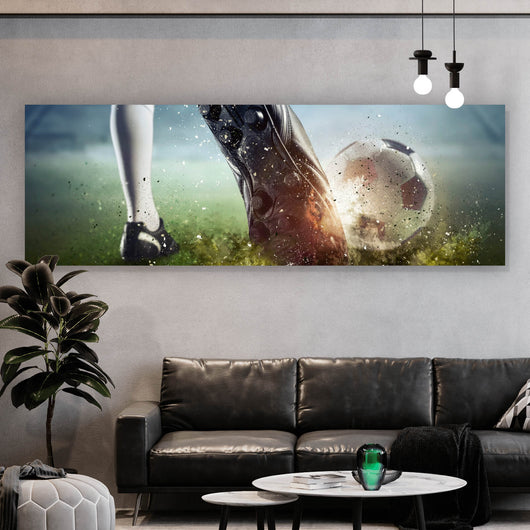 Poster Fußballspieler im Stadion Panorama