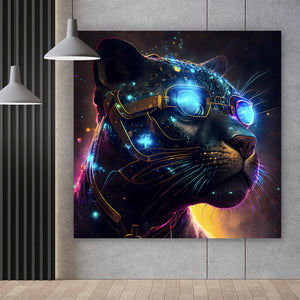 Aluminiumbild gebürstet Galaktischer Black Panther Quadrat