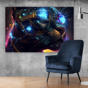Spannrahmenbild Galaktischer Black Panther Querformat
