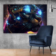 Lade das Bild in den Galerie-Viewer, Aluminiumbild gebürstet Galaktischer Black Panther Querformat
