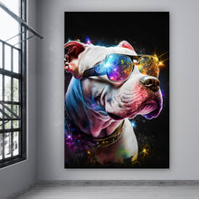 Lade das Bild in den Galerie-Viewer, Aluminiumbild gebürstet Galaktischer Fantasie Hund Hochformat
