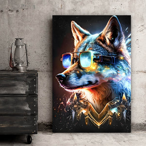 Poster Galaktischer Fantasie Wolf Hochformat