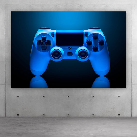 Aluminiumbild gebürstet Game Controller Blau Querformat