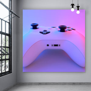 Acrylglasbild Gaming Controller im Neonlicht Quadrat