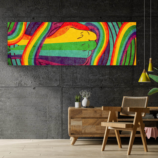 Spannrahmenbild Geballte Faust Regenbogenfarben Panorama