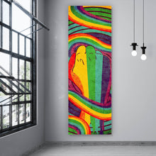 Lade das Bild in den Galerie-Viewer, Acrylglasbild Geballte Faust Regenbogenfarben Panorama Hoch
