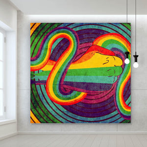 Acrylglasbild Geballte Faust Regenbogenfarben Quadrat