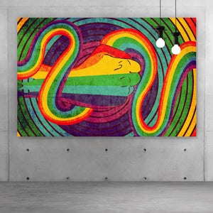 Aluminiumbild gebürstet Geballte Faust Regenbogenfarben Querformat