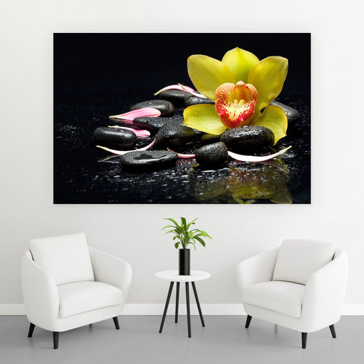 Acrylglasbild Gelbe Orchidee Feng Shui Querformat