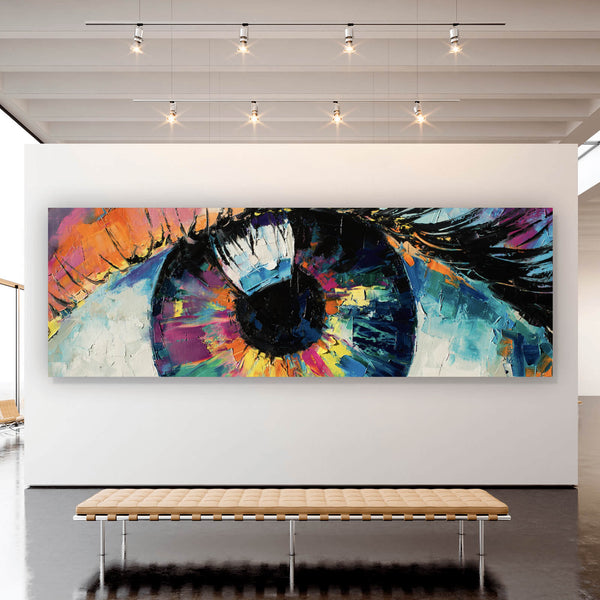 IHAPPYWALL Leinwandbild 'Abstraktes Auge Mit Schmetterling', 61 X 91,4 Cm, Fertig Gerahmt – Moderner Wandschmuck Für Wohnzimmer, Schlafzimmer & Mehr