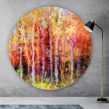 Lade das Bild in den Galerie-Viewer, Aluminiumbild gebürstet Gemälde Bunte Herbstlandschaft Kreis
