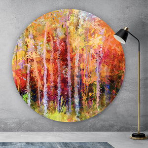 Aluminiumbild gebürstet Gemälde Bunte Herbstlandschaft Kreis