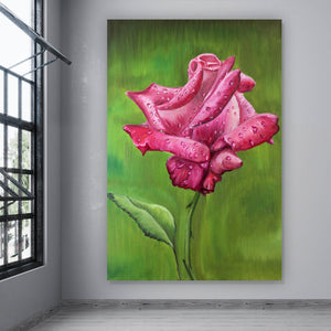 Aluminiumbild Gemälde einer Rose Hochformat