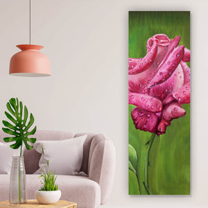 Spannrahmenbild Gemälde einer Rose Panorama Hoch